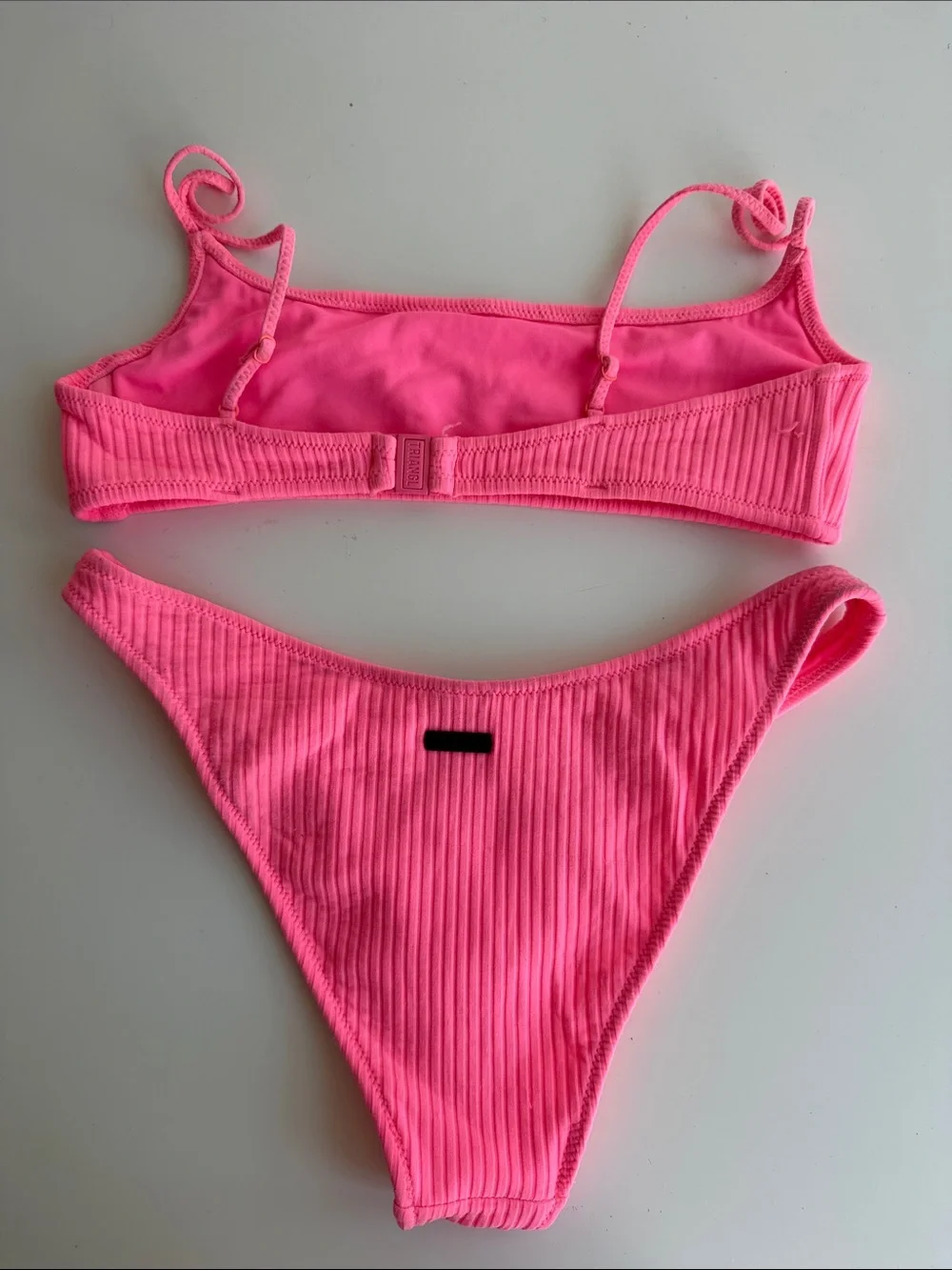 triangl swimwear Neon Pink Ribbed Bikini Set